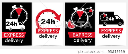 Express delivery banner set with stopwatch,... - Stock Illustration ...