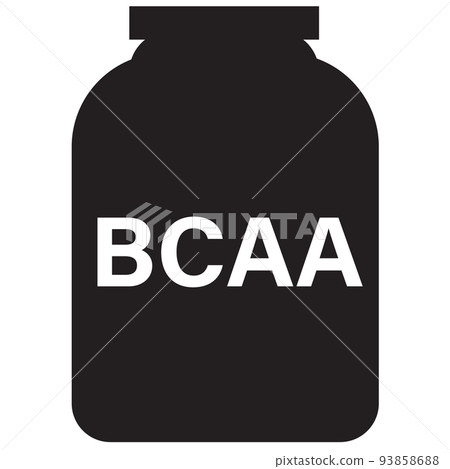black plastic jar with BCAA on white background. whey protein sign. sport nutrition containers symbol. flat style. black plastic jar with BCAA on white background. whey protein sign. sport nutrition containers symbol. flat style. 93858688