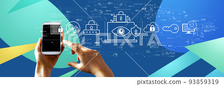 Data Privacy concept with person using smartphone 93859319