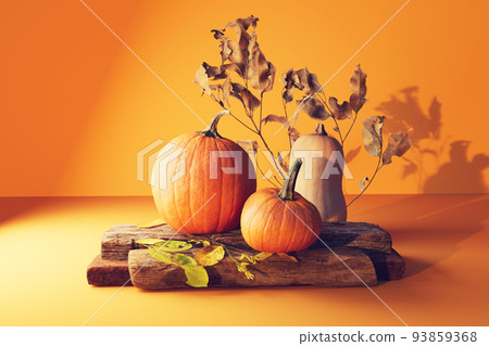 Autumn pumpkins - Harvest and Thanksgiving theme - 3d 93859368