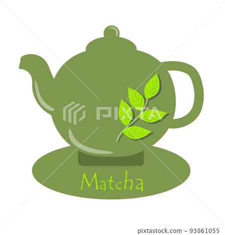 Match. Teapot with matcha green tea. Tea time. Cooking ingredients, baking and tea. Vector illustration Match. Teapot with matcha green tea. Tea time. Cooking ingredients, baking and tea. Vector illustration 93861055