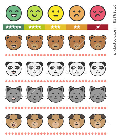 Animal face mark that expresses satisfaction with a 5-point evaluation 93862110