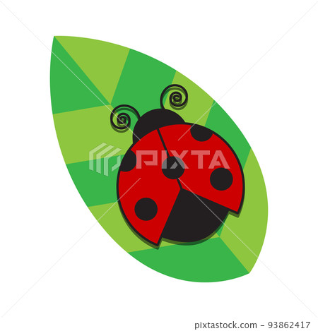 Red ladybug on a green leaf. Red ladybug on a green leaf. 93862417