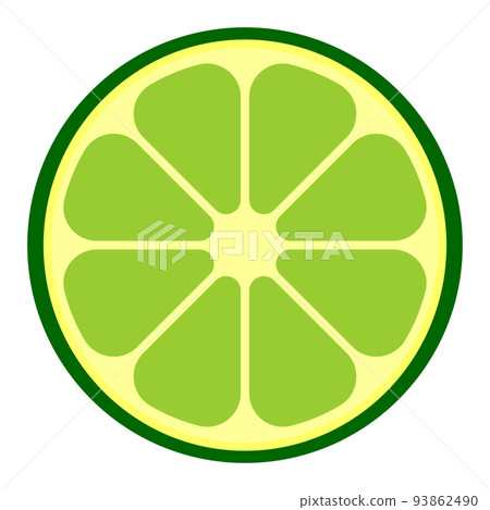 Simple flat illustration of lime slice. Vector icon. 93862490