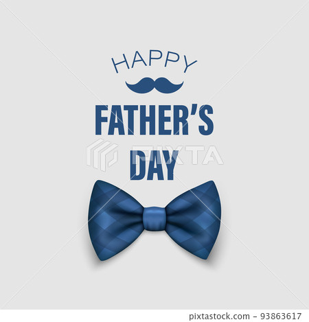 Vector Bow Tie for Father's Day Design. 3d Realistic Silk Blue Checkered Bow Tie. Glossy Bowtie, Tie Gentleman. Father's Day Holiday Concept. Design Template for Greeting Card, Invitation, Poster 93863617