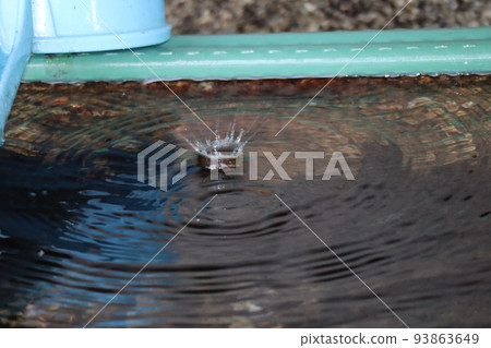 Landscape of water surface with ripples made of water crown Landscape of water surface with ripples made of water crown 93863649