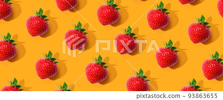 Fresh red strawberries overhead view 93863655