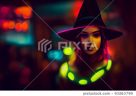 caucasian woman at night in witch costume and makeup, halloween look, neural network generated art caucasian woman at night in witch costume and makeup, halloween look, neural network generated art 93863799