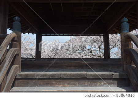 Mii-dera Temple in spring, moon-viewing stage and cherry blossoms, Otsu City, Shiga Prefecture Mii-dera Temple in spring, moon-viewing stage and cherry blossoms, Otsu City, Shiga Prefecture 93864016