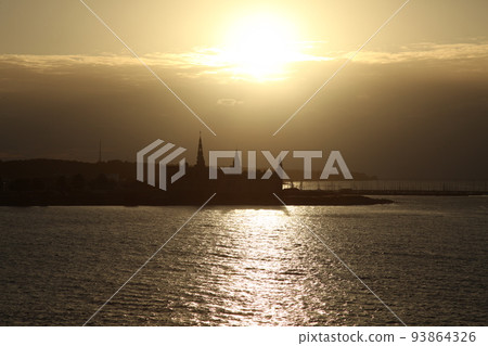 Kronborg Castle on the Helsingor coast from a boat 93864326