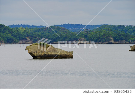 宮城縣里府鎮松島灣從觀光船看到的鹿島 宮城縣里府鎮松島灣從觀光船看到的鹿島 93865425