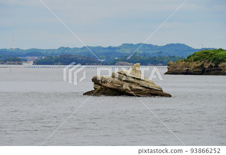 從觀光船看松島灣、鹽釜市、宮城縣珊瑚礁和科莫根島 93866252