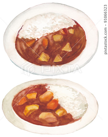 咖哩飯水彩素材集 咖哩飯水彩素材集 93866323