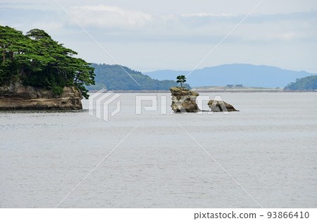 Miyagi Prefecture, Matsushima Town, Matsushima Bay, Senganjima scenery seen from a sightseeing boat, landscape, sky, cloudy, clouds, summer, August, three views of Japan, sea, bay, pine Miyagi Prefecture, Matsushima Town, Matsushima Bay, Senganjima scenery seen from a sightseeing boat, landscape, sky, cloudy, clouds, summer, August, three views of Japan, sea, bay, pine 93866410