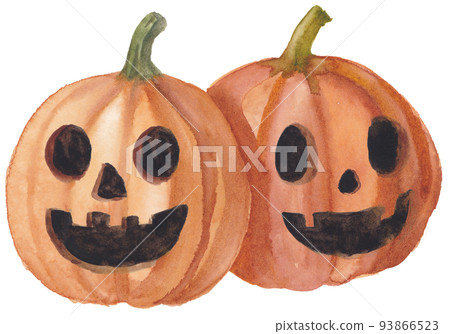 Two jack lanterns watercolor material Two jack lanterns watercolor material 93866523