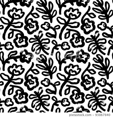 Seamless pattern with flowers in naive style. 93867840