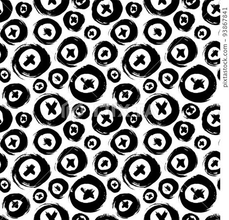 Seamless pattern with bold circles and crosses. Seamless pattern with bold circles and crosses. 93867841
