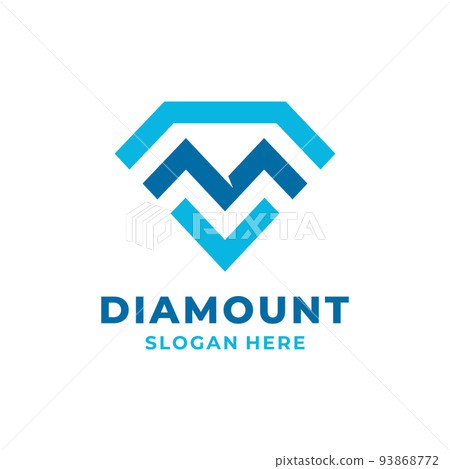 Diamond and Mountain Combination Logo Template Design. Vector illustration 93868772