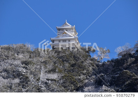 岐阜城、雪和天空 93870279