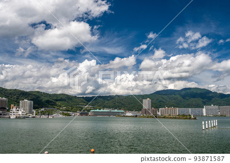 Scenery in the direction of Mt. Hiei from Lake Biwa Otsu Port 93871587