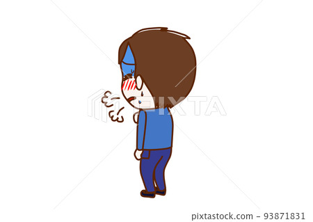 (Whole body obliquely behind) Boy suffering from heart pain and unable to breathe (Whole body obliquely behind) Boy suffering from heart pain and unable to breathe 93871831
