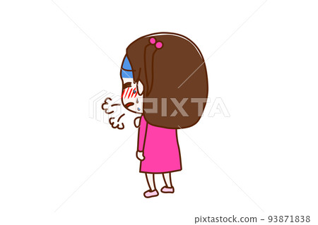 （全身斜後方）心痛無法呼吸的少女 93871838