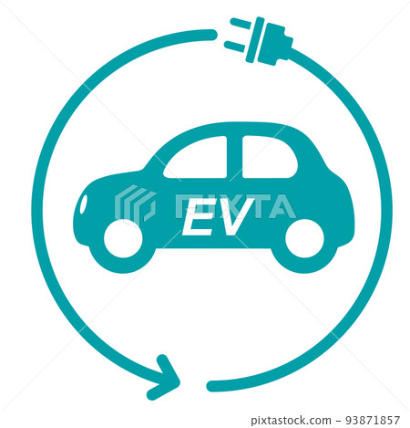 EV electric vehicle icon single color illustration pictogram charging plug renewable energy SDGs 93871857