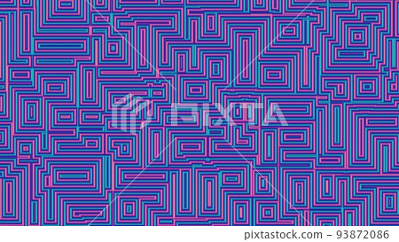 Metallized texture of rectangular lines in the shape of a maze, embossed in foil, 3D rendering Metallized texture of rectangular lines in the shape of a maze, embossed in foil, 3D rendering 93872086