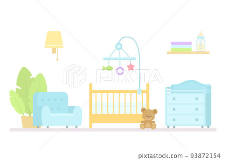 Baby crib, changing table and armchair for nursery 93872154