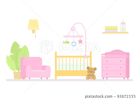 Baby crib, changing table and armchair for nursery 93872155