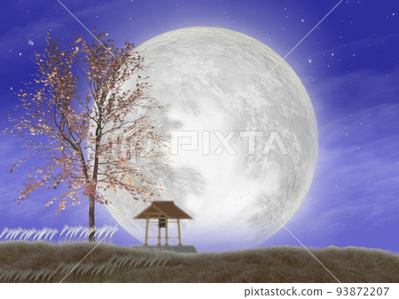 秋天的夜晚，楓樹和蒲葦在夜風中搖曳…… 93872207