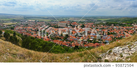 The city of Mikulov. Beautiful old town with a castle on a sunny summer day. South Moravia wine region - Czech Republic. 93872504