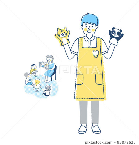 繪本與男幼師講故事場景 93872623