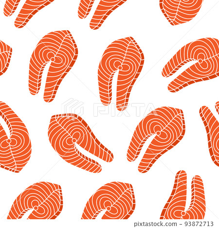 Fish salmon steak seamless pattern. Colored... - Stock Illustration ...