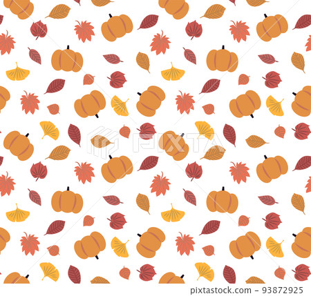 Random seamless pattern with pumpkins and autumnal leaves Random seamless pattern with pumpkins and autumnal leaves 93872925