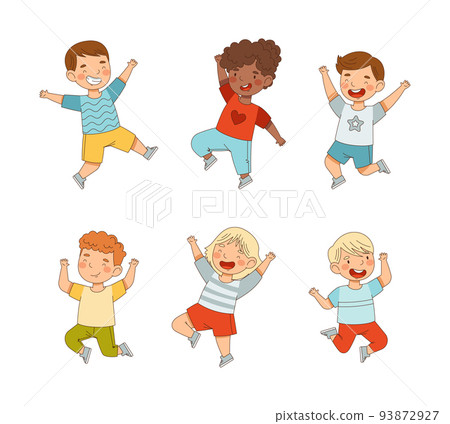 Elated Children Jumping with Joy Expressing Excitement and Happiness Vector Set Elated Children Jumping with Joy Expressing Excitement and Happiness Vector Set 93872927