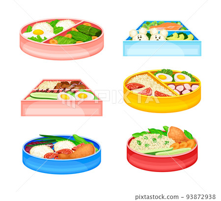 Cute Bento Box Filled Various Japanese Stock Vector (Royalty Free)  2321253947