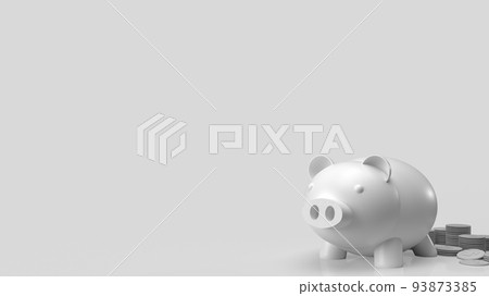 The white piggy bank and coins on clear background 3d rendering The white piggy bank and coins on clear background 3d rendering 93873385