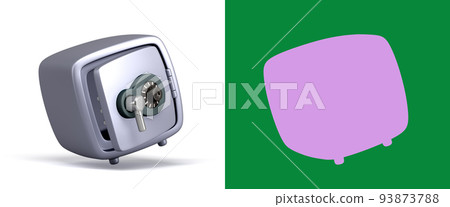 open empty steel bank safe 3d render on white with alpha 93873788