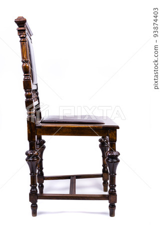 Side View Antique Eclectic Chair Isolated on White Background Side View Antique Eclectic Chair Isolated on White Background 93874403