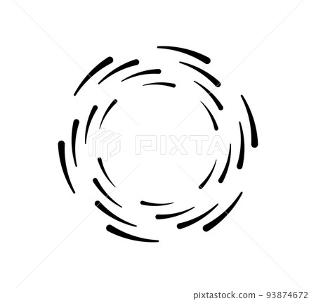 Circle speed lines for emblem, design and comic book. Abstract round geometric shape. Manga graphic speed striped texture. Circular motion lines. Vector illustration isolated on white background 93874672