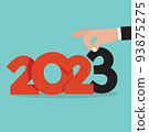 Hand Picks Up 2023 New Year Concept Vector Illustration. 93875275
