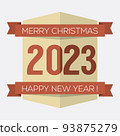 Vintage 2023 New Year Badge Vector Illustration. 93875279