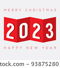 2023 Paper Fold Greeting Card Vector Illustration. 93875280
