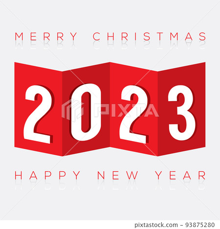 2023 Paper Fold Greeting Card Vector Illustration. 2023 Paper Fold Greeting Card Vector Illustration. 93875280