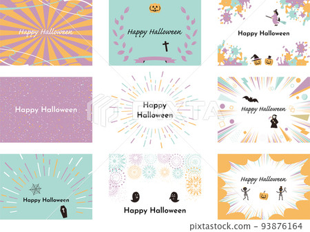 Halloween material collection with cute color scheme 93876164