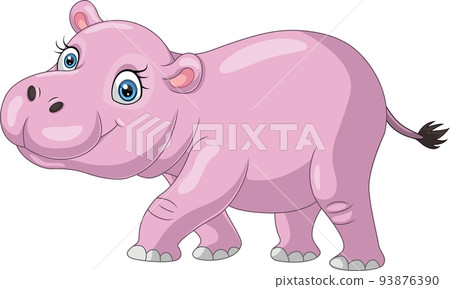 Cartoon funny hippo on white background 93876390