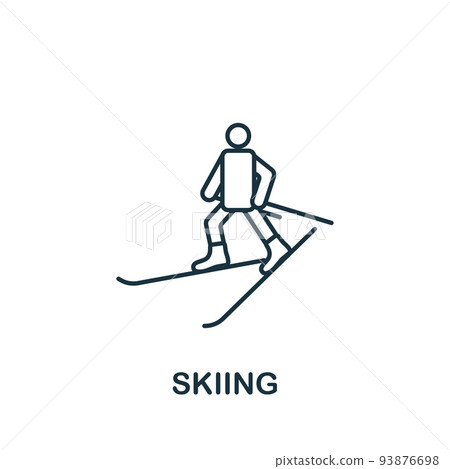 Skiing icon. Line simple icon for templates, web design and infographics 93876698