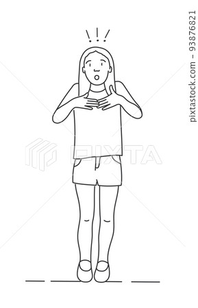 Surprised girl points at herself. Really me? 93876821