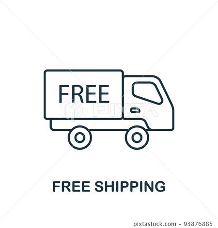 Free Shipping icon. Line simple line Online Store icon for templates, web design and infographics Free Shipping icon. Line simple line Online Store icon for templates, web design and infographics 93876885